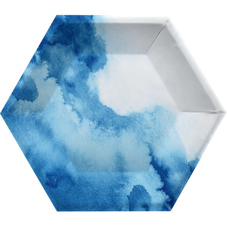 ELISE Watercolor Wash Blue Paper Plates, 10", 48PK 354081